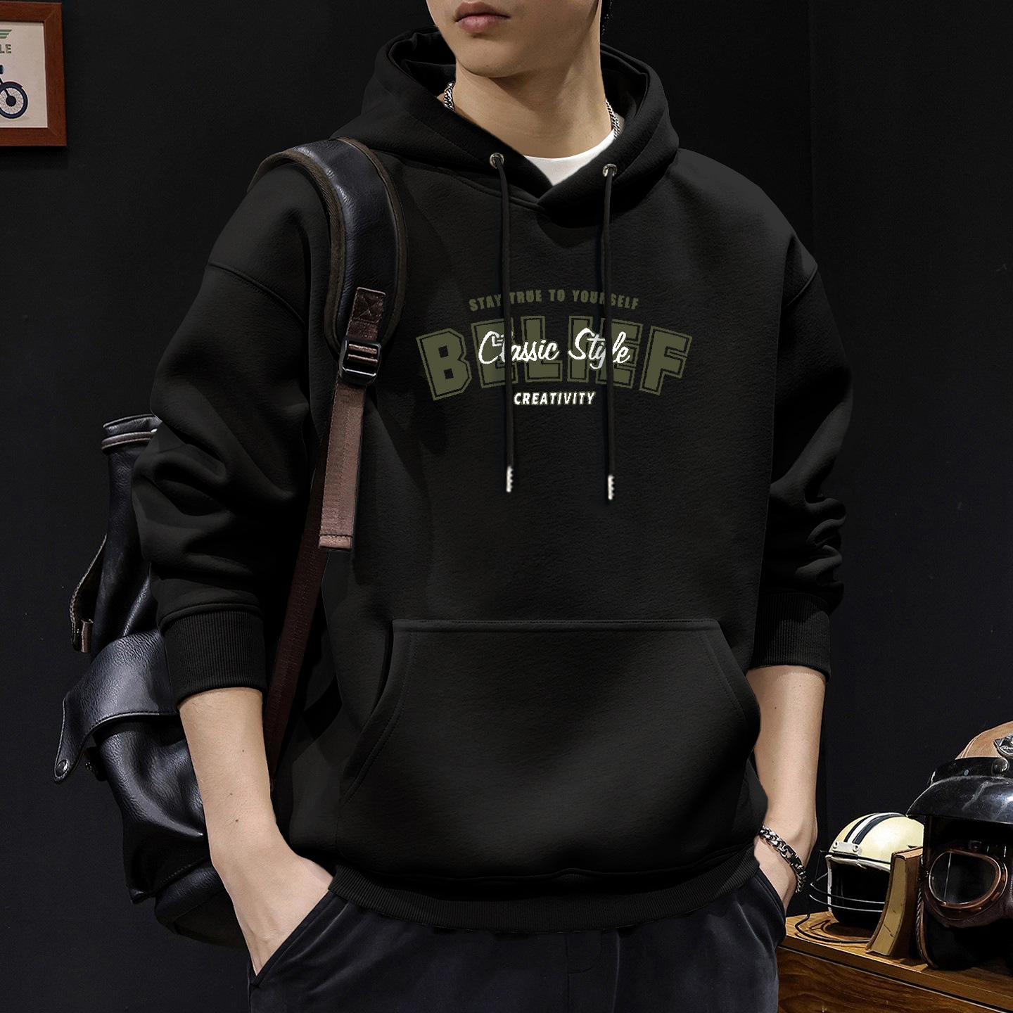 Suéter hombre encapuchado primavera y otoño estilo americano pesado pesado invierno más chaqueta de terciopelo nuevo abrigo de hombre de otoño