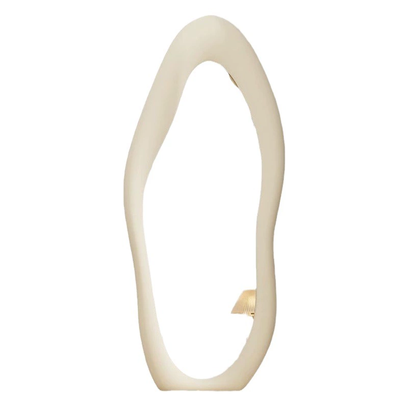 Модное напольное зеркало в полный рост для спальни, зеркало для гардеробной в стиле инс с нестандартной формой и кремовым цветом.