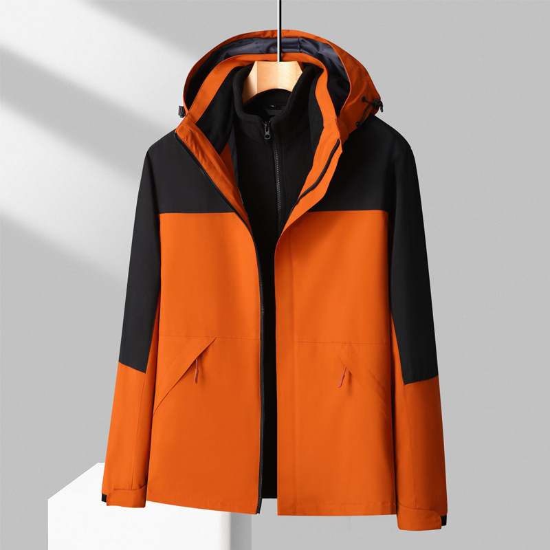 Ropa de asalto de otoño y invierno al aire libre 3 en 1 desmontaje de terciopelo de zorro plateado calentamiento de dos piezas bordado logotipo de ropa de trabajo personalizada