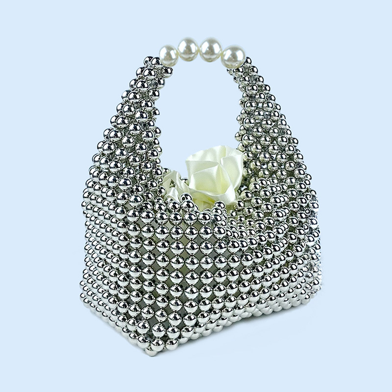 412g Weight Polyester Lining Material Beading Fashion Element String Closure Type Top Handle Strap Type Bucket Bag Bags Type Daily, Street, Shopping Occasion Plastic Material New Year Festival Solid Color Pattern All Seasons Season Women's Gender Elegant, Streetwear Style Pillow Shape Shape Small Size Women's Small Plastic Solid Color Elegant Streetwear Beading Pillow Shape String Bucket Bag 2