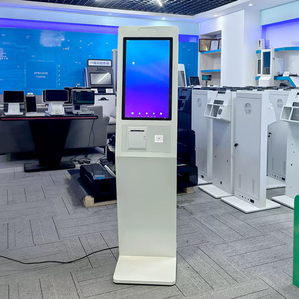 工厂现货21.5寸售楼处立式自助查询机小票打印机自助打印小票电容