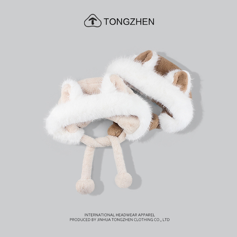 Drăguț desen animat de pluș cu vulpe Lei Feng pentru femei în toamna și iarna, îngroșat și cald, pălărie versatilă de protecție a urechilor, tendință_voghion.com