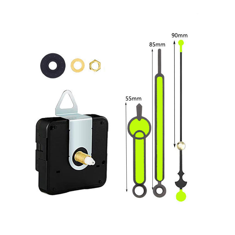 Set completo de movimiento de reloj nuevo modelo, venta caliente transfronterizo, silencioso y fluorescente luminoso, aguja de reloj metálica, para reloj de pared DIY