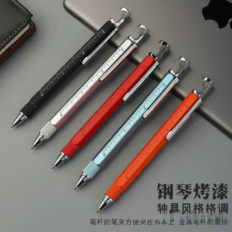 Многофункциональная шариковая ручка с металлическим инструментом может использоваться в качестве держателя для мобильного телефона, емкостного сенсорного экрана, черной ручки для выпускного