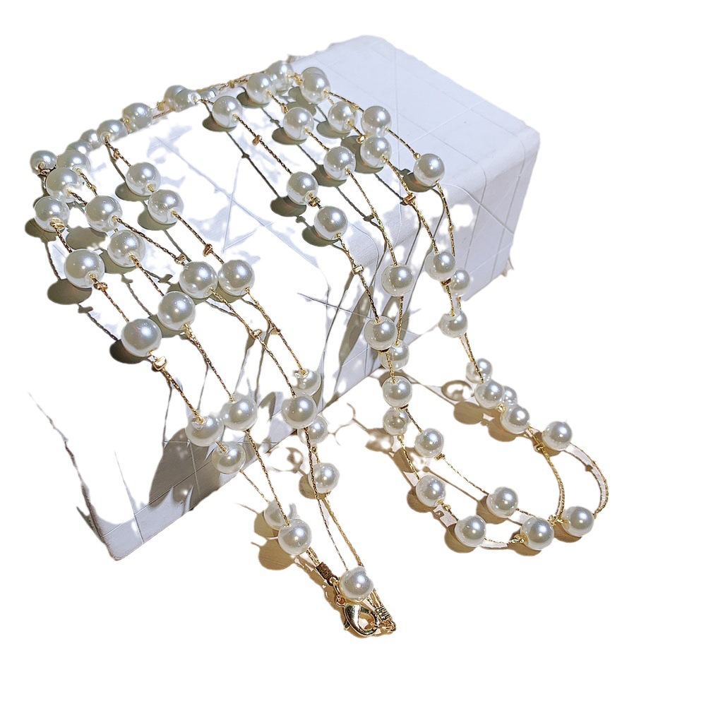 Collar elegante de doble capa con perlas de imitación mujer_voghion.com