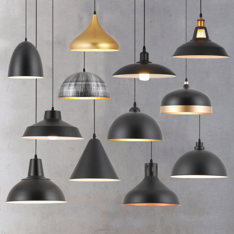 In-Stock Restaurant Pendant Lights, Vintage Industrial Style Lighting Fixtures, Simple Office Dining Shop Commercial Lampshades Wholesale