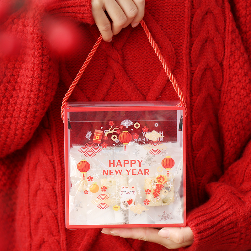 Año nuevo snack caja de regalo copo de nieve crujiente caja de embalaje Caja de galletas portátil regalo transparente caja de regalo de caramelo