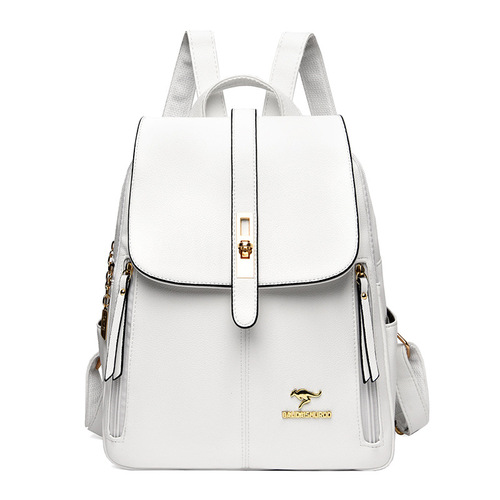 Cross-border women's dual-shoulder bag 2025 new Korean-style versatile soft leather bag simple large capacity travel women's backpack bag