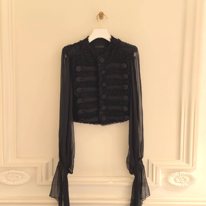 French Court-Style Mesh Patchwork Short Jacket for Women, 2026 Spring New Model, High-End, Unique, Chic, Versatile Top