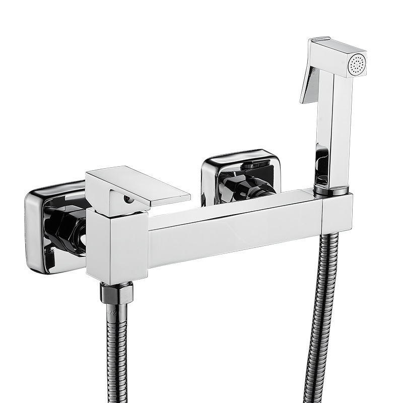Copper Square bidet faucet spray gun Women's cleaner suit single handle hot and cold high pressure toilet accessory faucet