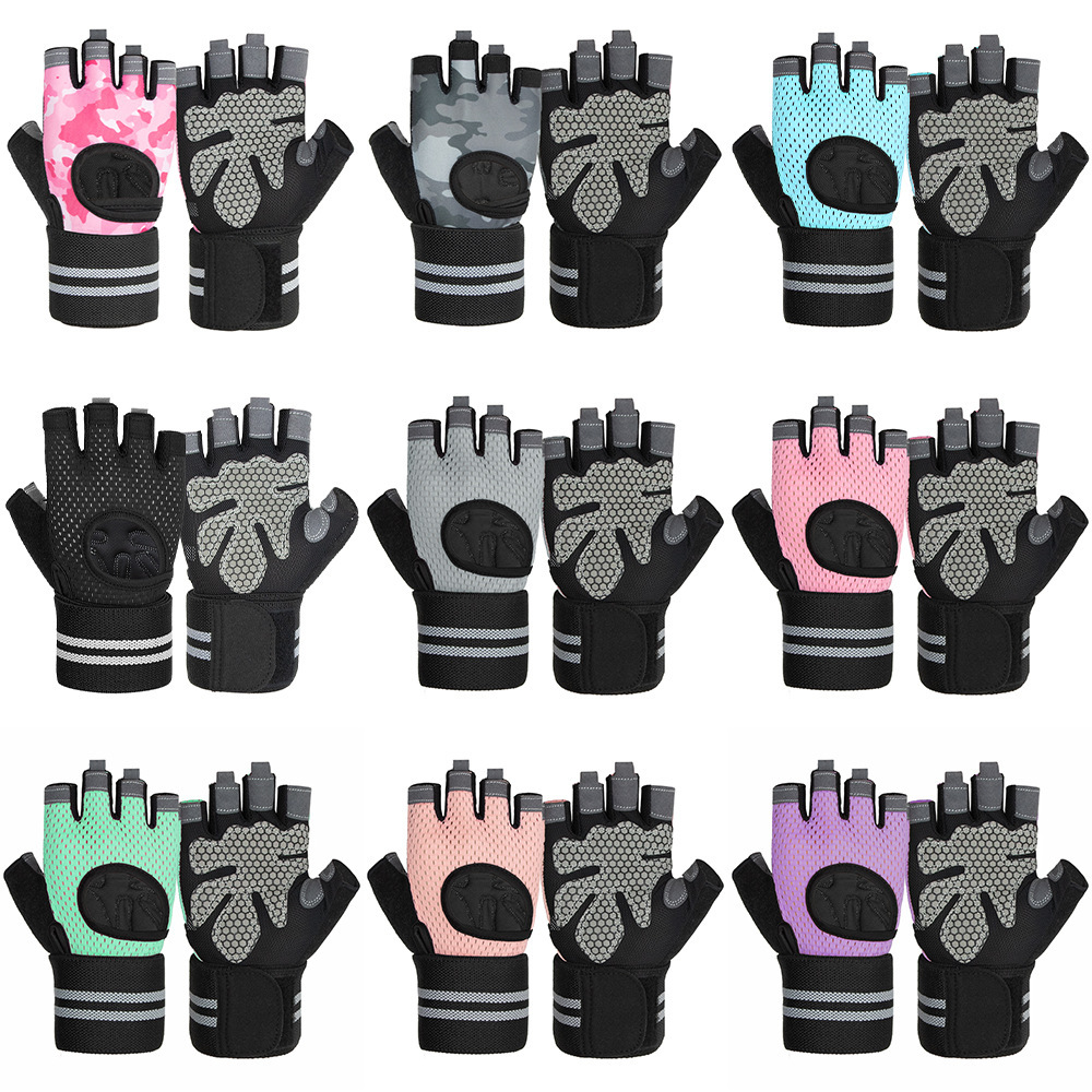Guantes de medio dedo para exteriores, guantes deportivos antideslizantes para ciclismo y fitness, opciones multicolor, equipo de protección para la palma de la mano, guantes universales