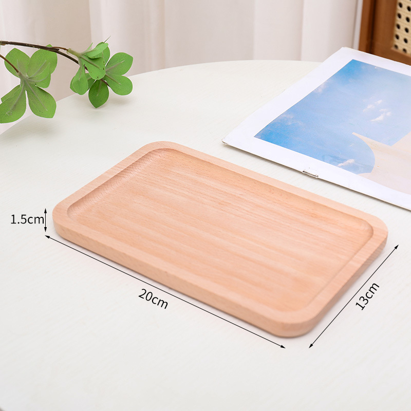 Bandeja de madera maciza estilo japonés, plato rectangular de almacenamiento, plato creativo para frutas, plato de madera de haya para desayuno, bandeja de madera para aperitivos.