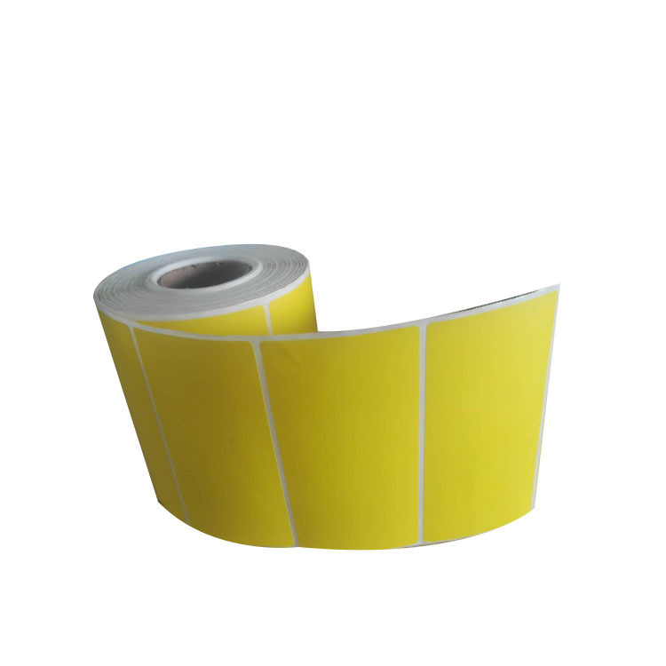 空白黄色铜版纸标签打印机不干胶彩色染色纸质条码环保水胶打印纸