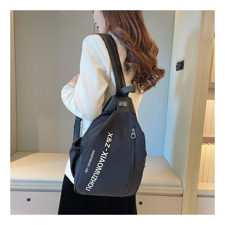 Cross-border women's multi-functional backpack, canvas chest bag, single-shoulder crossbody bag, multi-layered casual large-capacity bag undefined