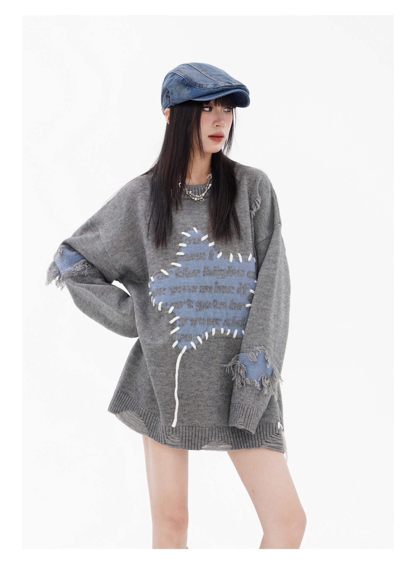 Maglione uomo in maglia stile streetwear con dettagli stella_voghion.com