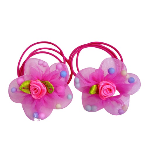 Children's rubber band hair fairy flower hair rope princess headdress ponytail ball hair circle baby headband