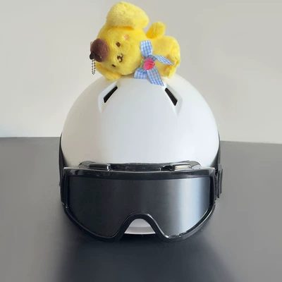 Dəbilqə (Kaska) aksesuarları: Motorcycles, Cute Plush Doll - yellow-pudding-dog-doll