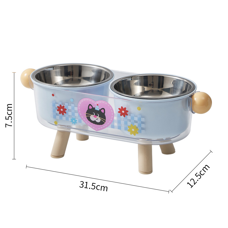 Tazón de mascotas de alto valor facial, alimentador de gatos antideslizante, antifolque, tazón de gato, tazón de acero inoxidable, tazón de perro de gran capacidad, tazón doble