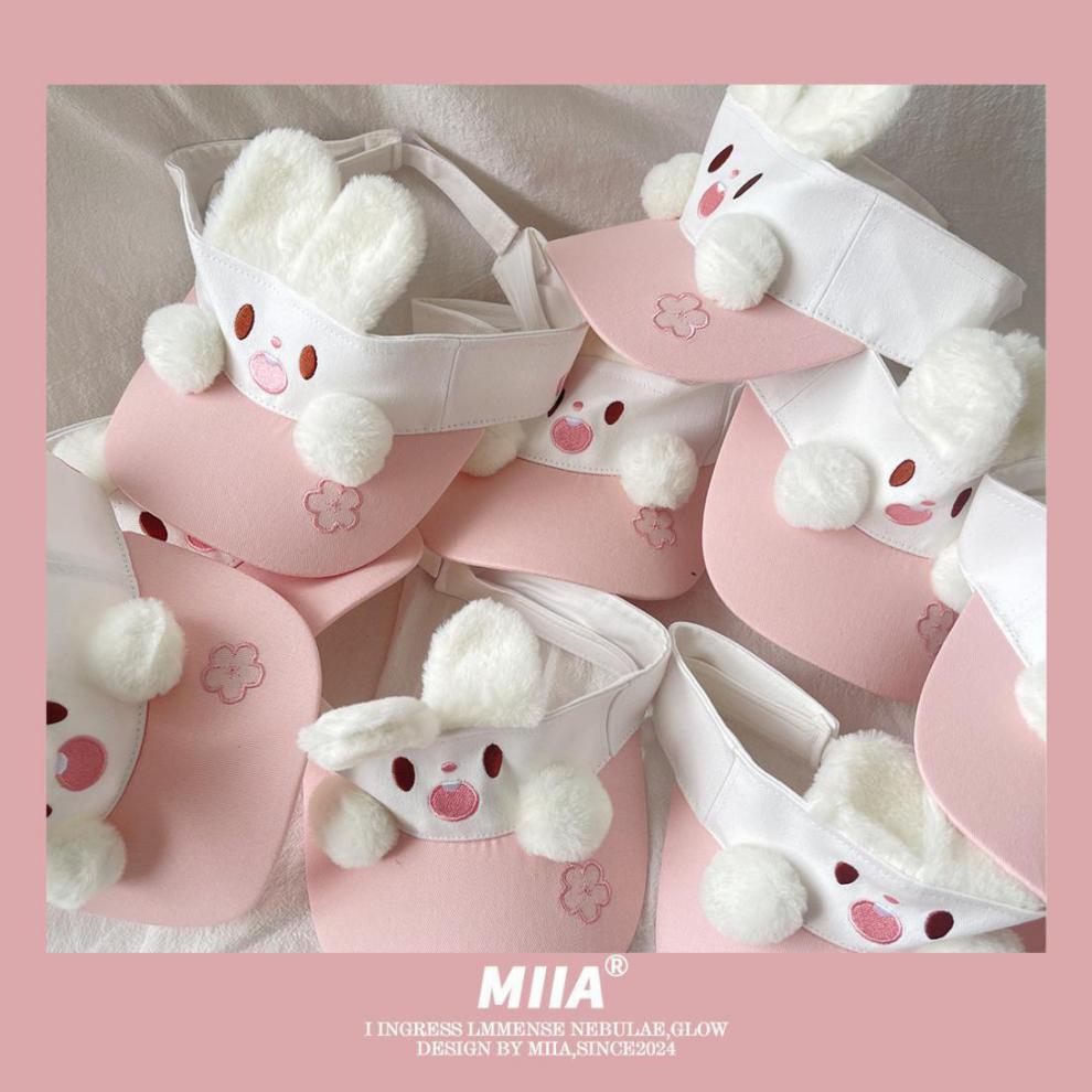 Sweet and Cute 3D Ears, Puppy Bunny, Summer Empty Top Children's Vacation Sunscreen Sun Hat, Sunshade Hat_voghion.com