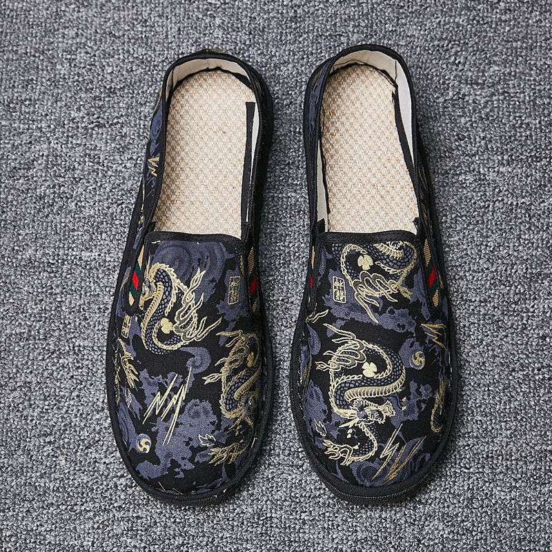 Old North Cloth Shoes Men's Trendy Fashionable Korean Printed Canvas Shoes Slip-on Social Shoes Hand-stitched Shoes