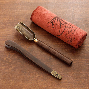 Kung Fu Tea Set Accessories Black Sandalwood Solid Wood Tea Clip Three-Piece Set Non-Slip Tweezers Tea Spoon Tea Cup Tea Clip Tea Picker