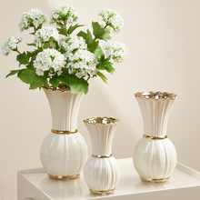 奶油风陶瓷花瓶白色高级感水养玫瑰插花复古法式客厅餐桌摆件艺励