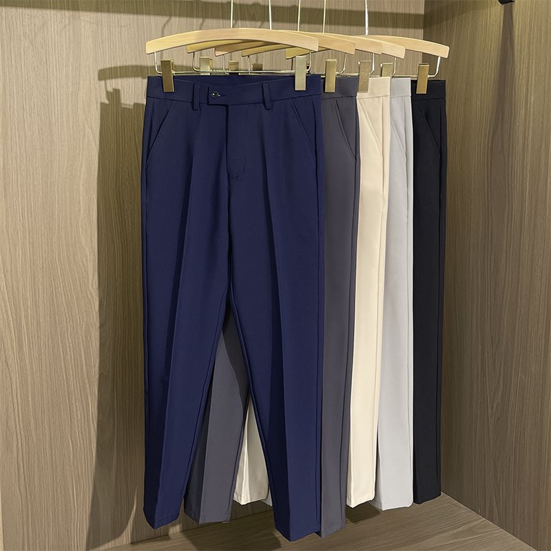 Summer Xizang Blue Trousers Men's Nine-point Drop Tapered Stretch Casual Trousers Slim-fit Straight Business Dress