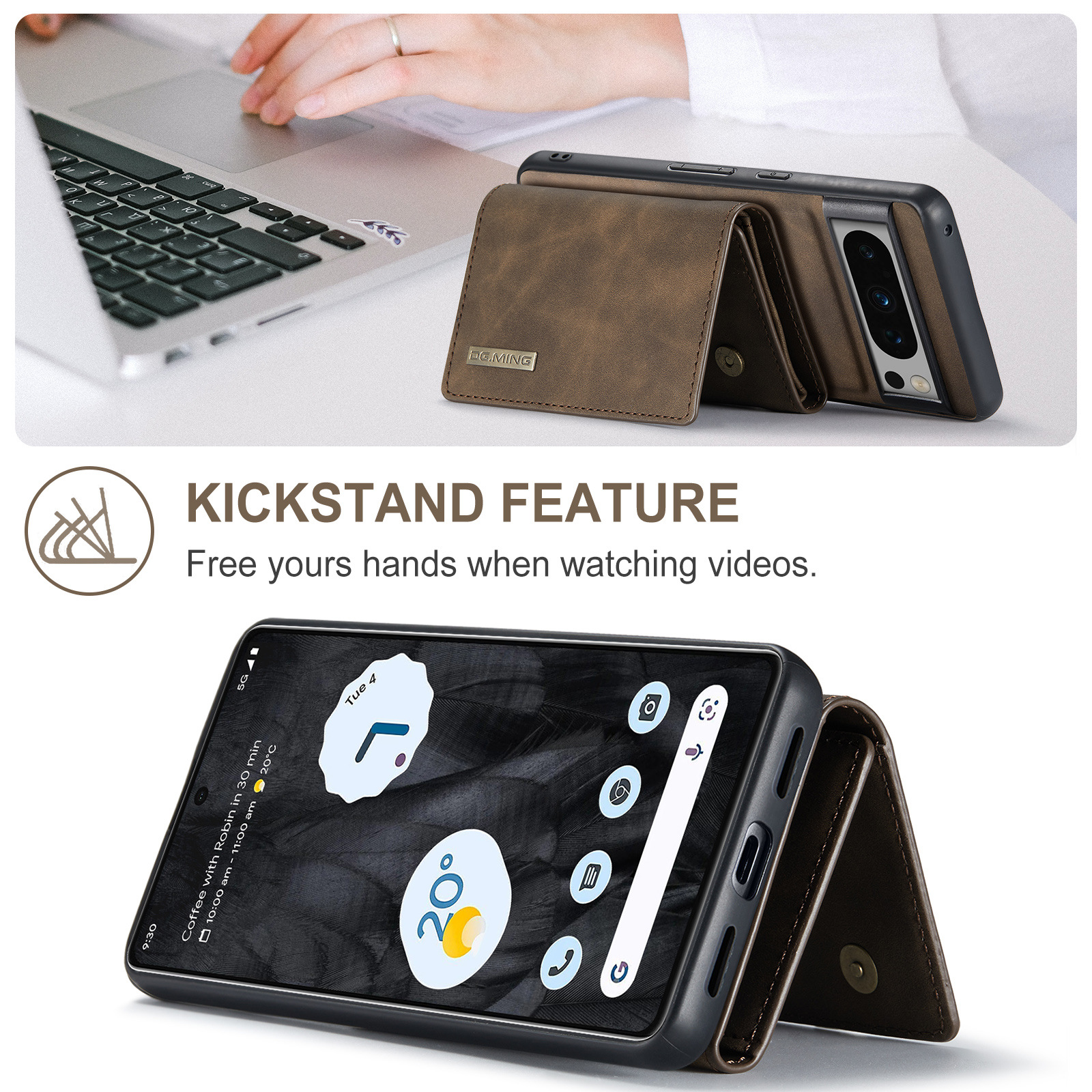 M1 per Google Pixel 8 Pro Custodia protettiva in pelle con portafoglio magnetico Pixel 8 Custodia per telefono diviso 2 in 1_voghion.com