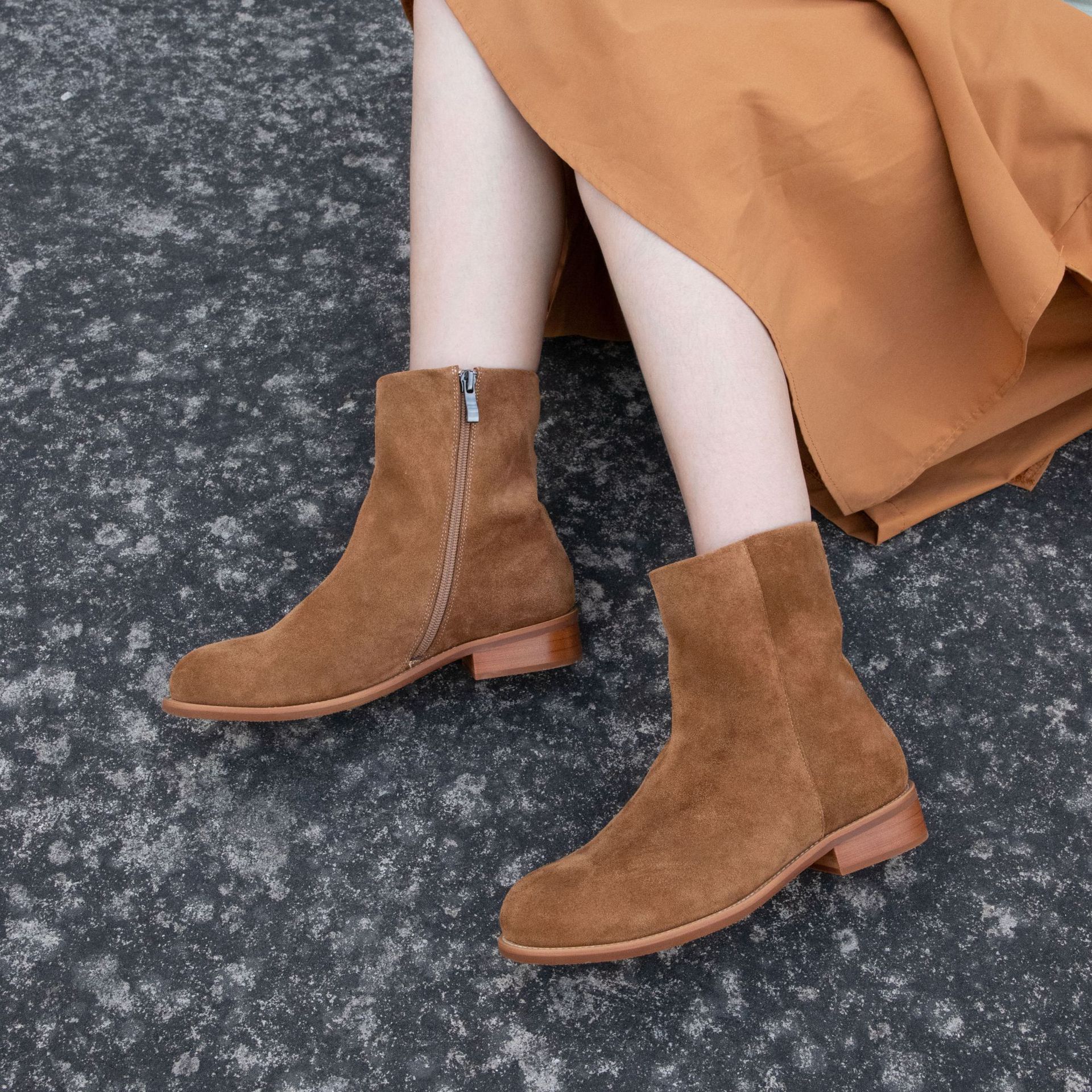 demi-season low boots English style flat