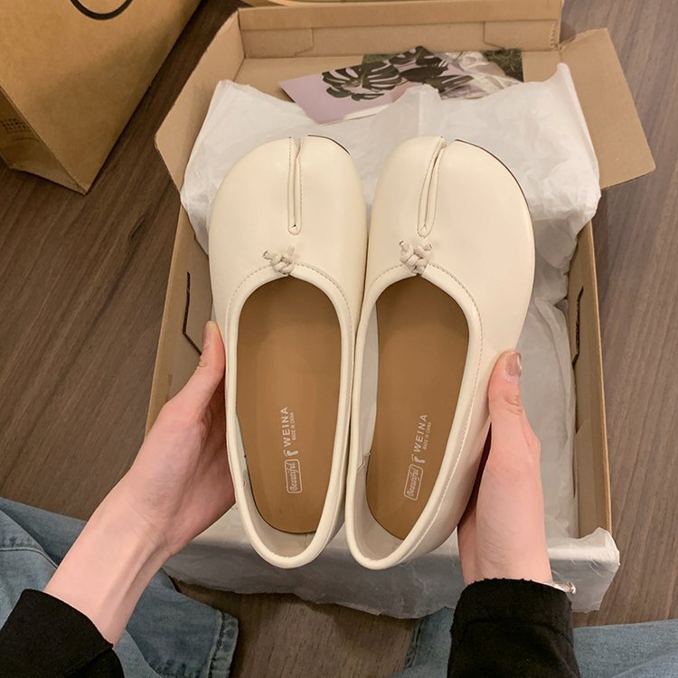 Damen Freizeitschuhe Flach Hufeisen Split-toe Bootsschuh Rot_voghion.com