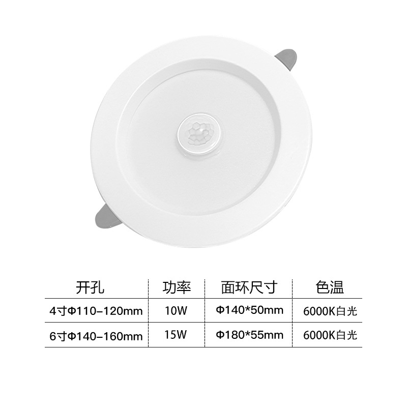 Cuerpo inducción led downlight hogar lámpara de techo incorporado radar inteligente hogar infrarrojo pasillo proyector proyecto