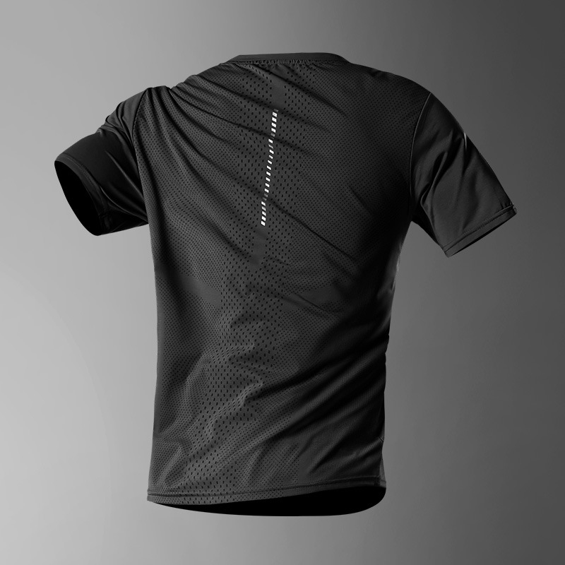 Camiseta deportiva de hielo para hombres secado rápido verano delgado de mangas cortas ropa de fitness suelta chaqueta de baloncesto entrenamiento ropa de carrera
