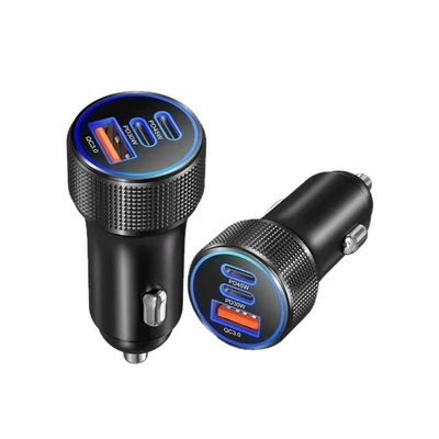 Cross-Border Popular Aluminum Alloy Car Charger A+C Super Fast Charging Qc3.0 Suitable for Apple Phones