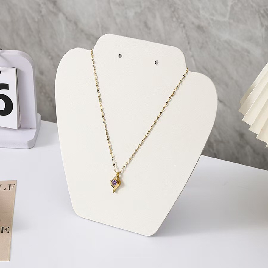 Collar Ear Set Plate de Cuero Blanco