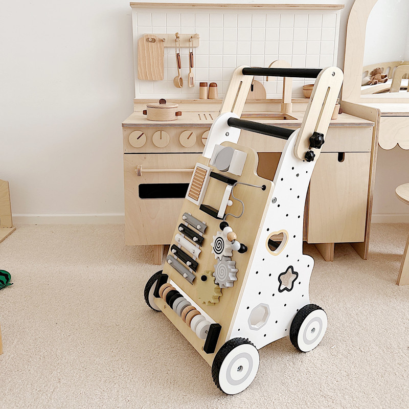 宝宝学步车婴儿手推车防侧翻助步车多功能木制玩具亚马逊生日礼物