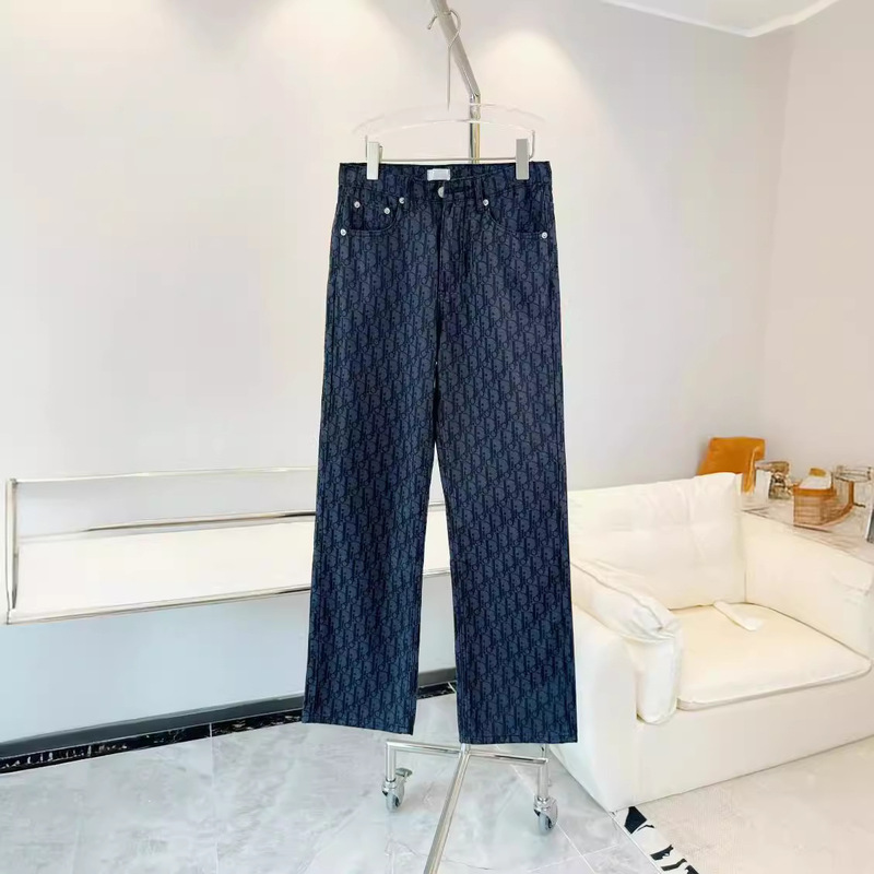 Foreign trade wholesale supply of classic jacquard dark pattern men's casual jeans men jeans