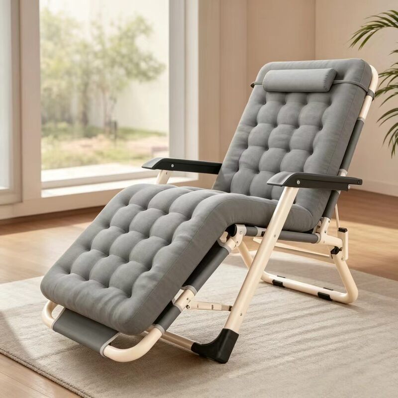 Thickened padded folding lounge chair for home balcony, lazy leisure chair, office nap, foldable 60% off recliner Thickened padded folding lounge chair for home balcony, lazy leisure chair, office nap, foldable 60% off recliner