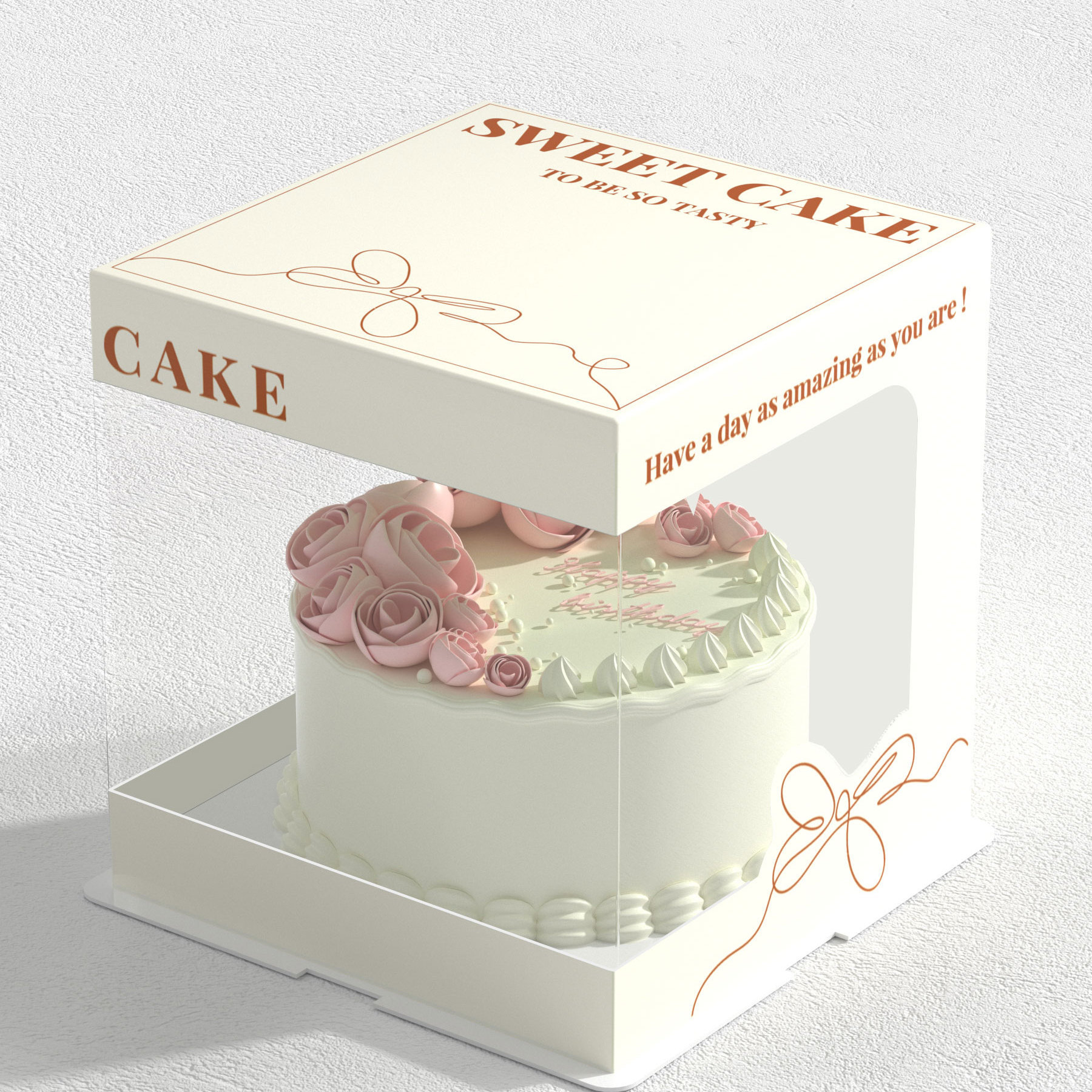 Tapa sin descuento nueva caja de pastel caja de embalaje caja de pastel de cumpleaños transparente caja de pastel de cumpleaños 68 6,80 doble capa más alta