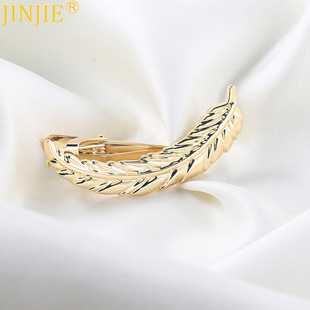 Gold large feather shape metal collar clip wholesale fashion men's casual collar clip versatile Korean style tie clip