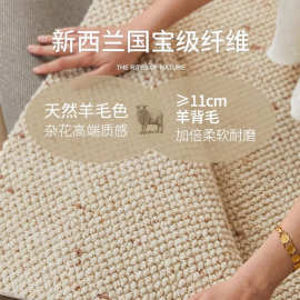 琥珀羊毛地毯客厅2025新款轻奢高级纯色奶油风客厅茶几卧室床边毯