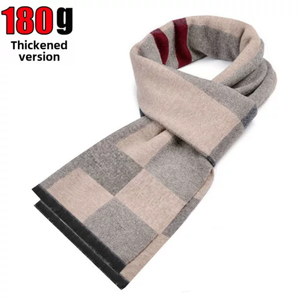 New Men's Scarves, Wholesale Scarves for Men from the Manufacturer, Warm and Thick Plaid Faux Cashmere Neck Warmers for Autumn and Winter, Customizable