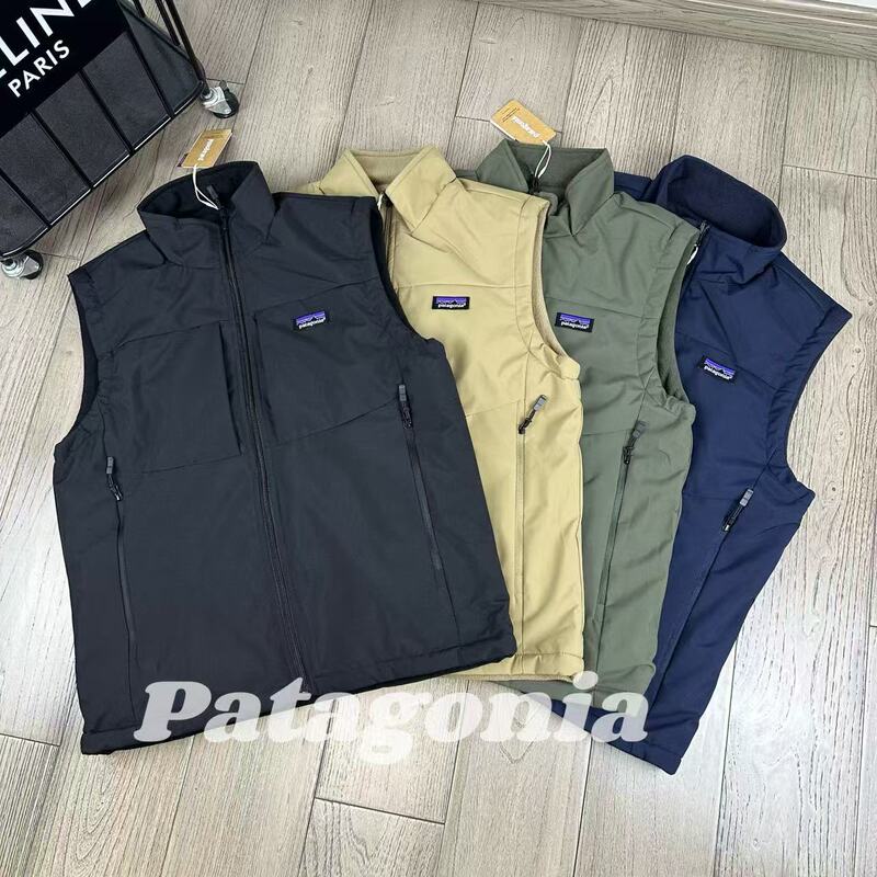 Pata Patagonia Autum Outdoor Men's Stand-Up Collar Sleeveless Vest Double-Sided Polar Fleece Thermal Vest
