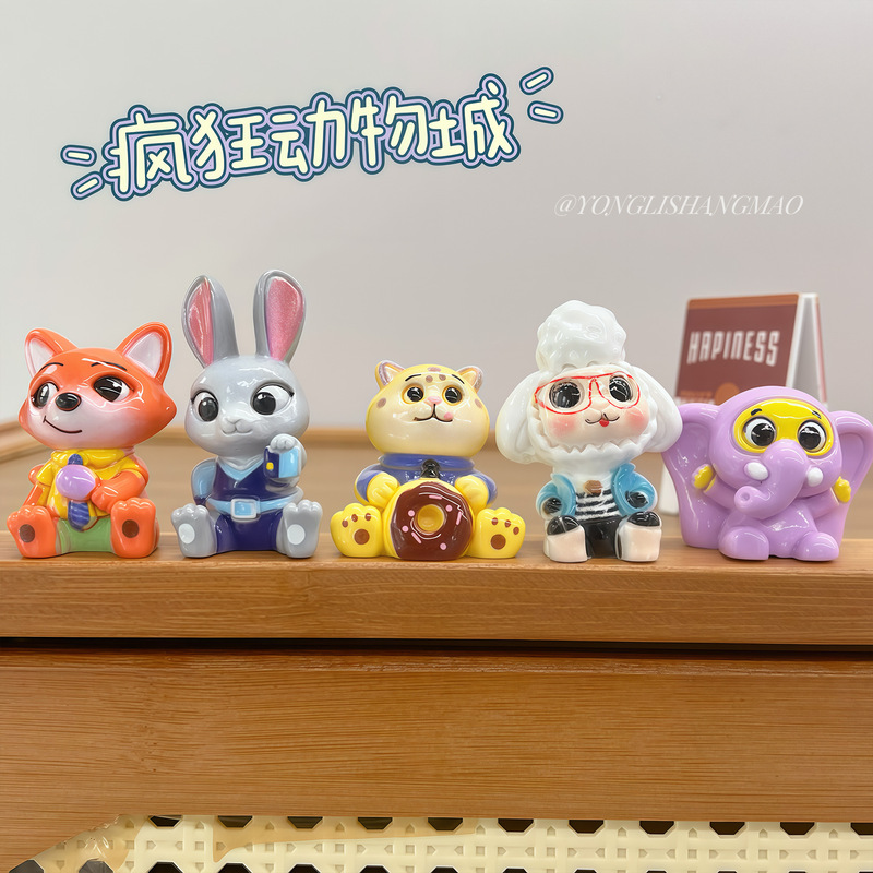 Zootopia Resin Small Accessories Street Vendor Goods Trendy Cute Figurines DIY Decorations Car Ornaments Ins Style