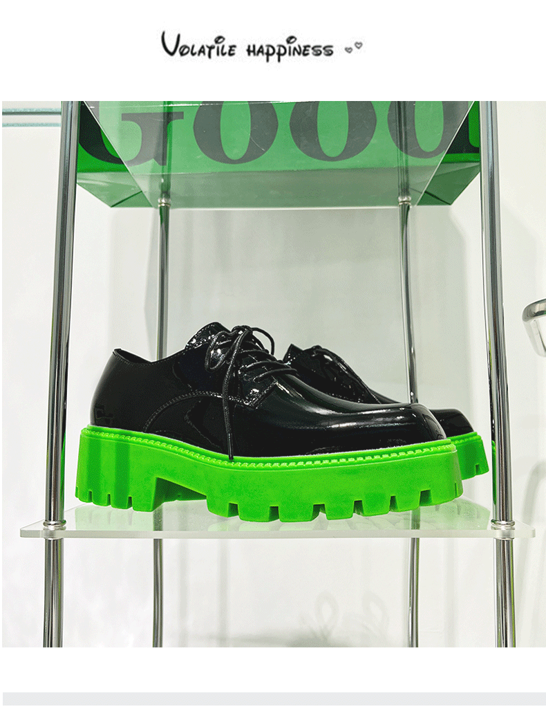 2024 Gros bout carré retourné en cuir nouveau gâteau éponge à semelle épaisse chaussures derby décontractées surélevées, chaussures basses de niche à la mode_voghion.com