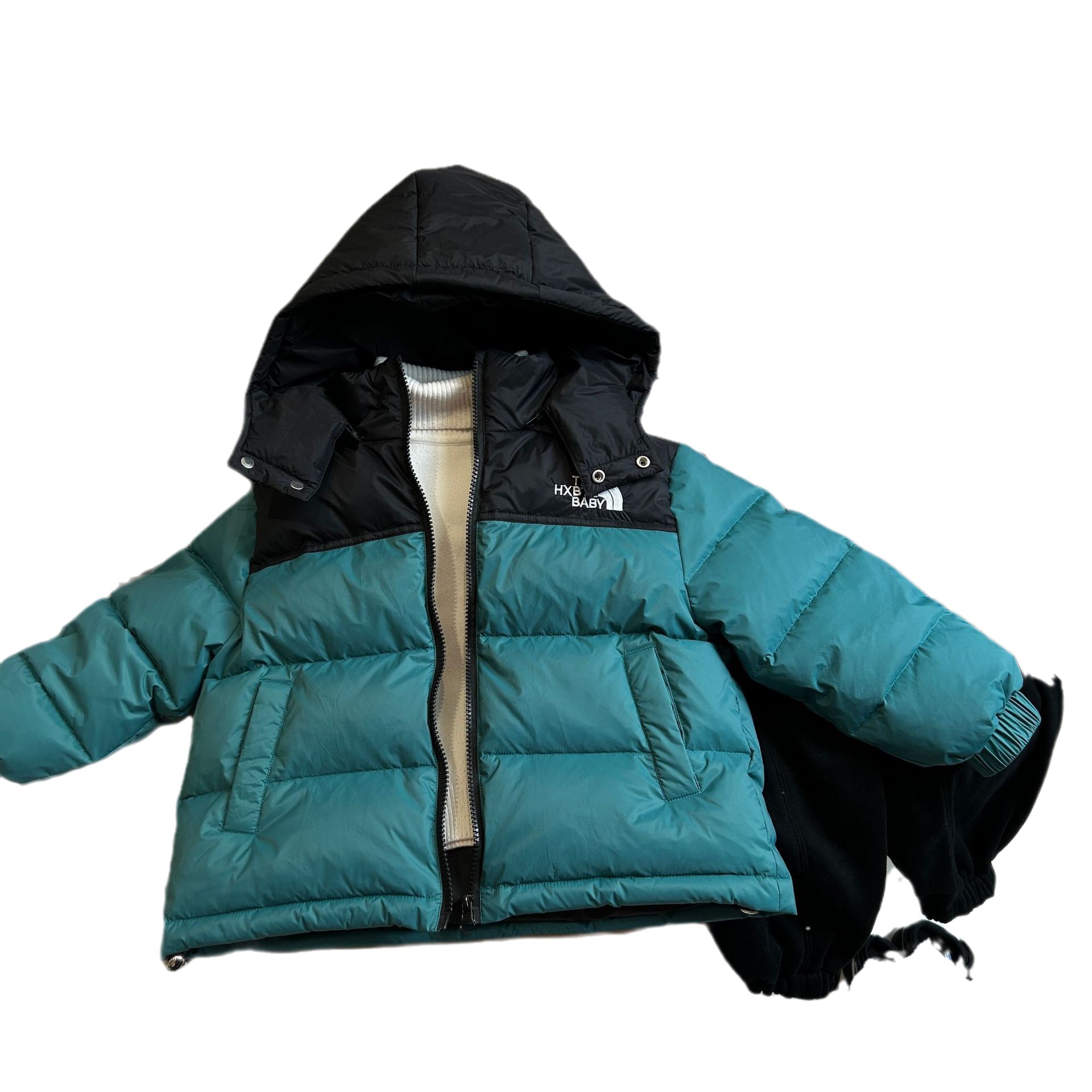 2023 Kurze, farblich passende Jacke aus weißen Entendaunen für Kinder, Jungen und Mädchen, mittleres Alter und jung_voghion.com