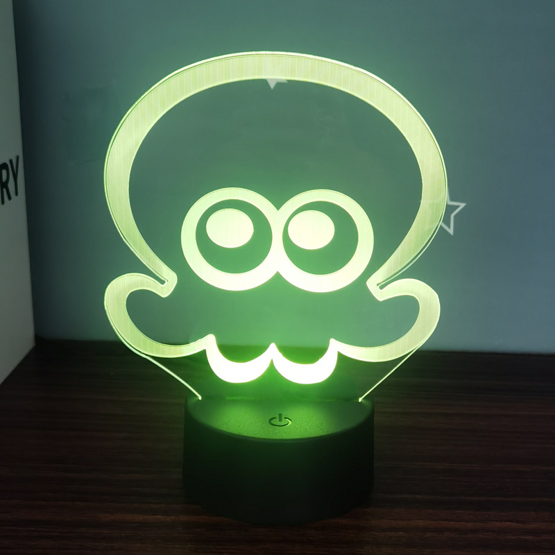 跨境貨源章魚魷魚創意3D小夜燈USB七彩觸摸遙控宿舍睡眠生日禮物