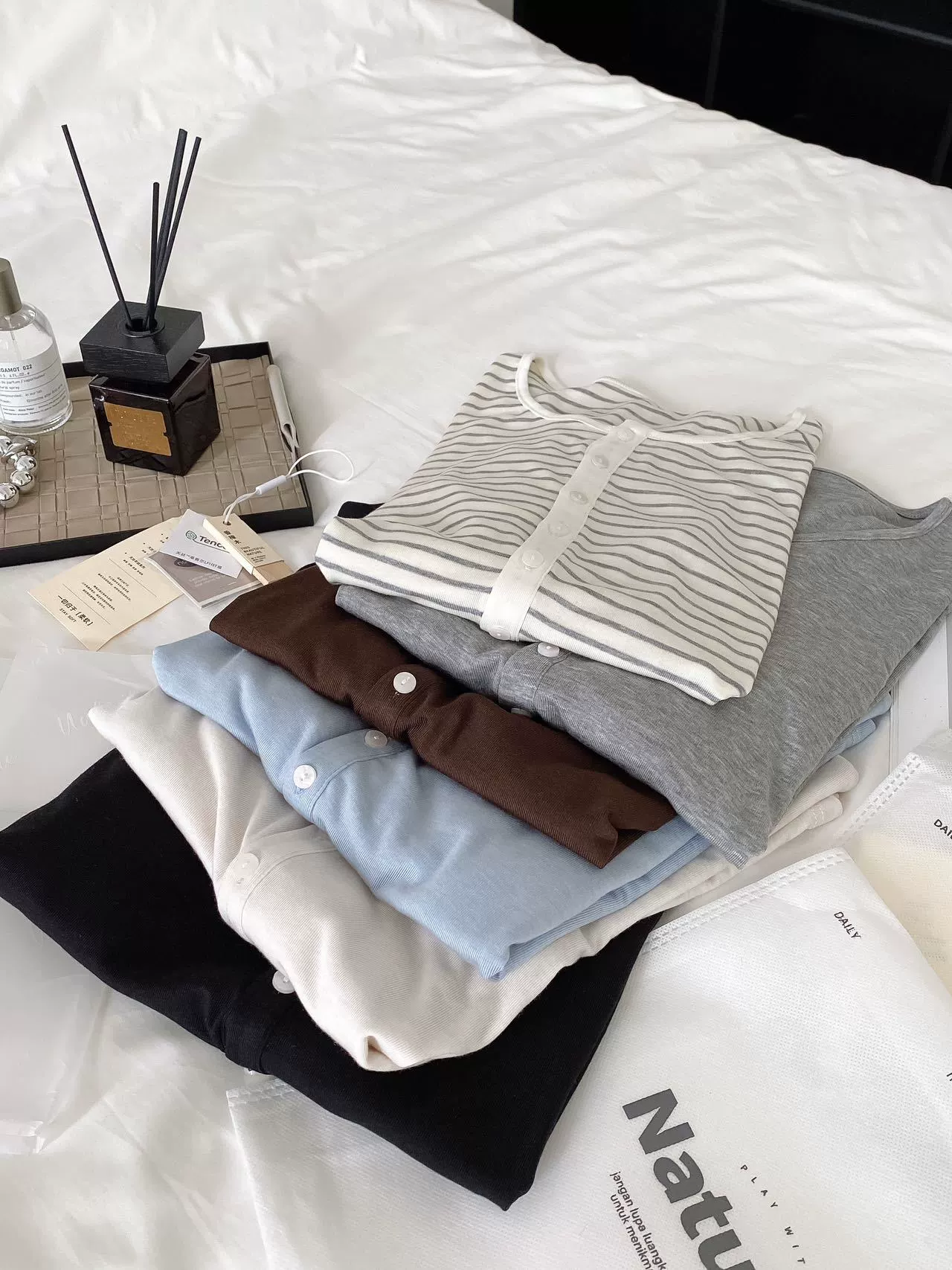 Spot Lyocell Tencel ацетат овечья шерсть Генри Фрита Лила кнопочная нижняя рубашка с длинным рукавом в полоску осень и зима