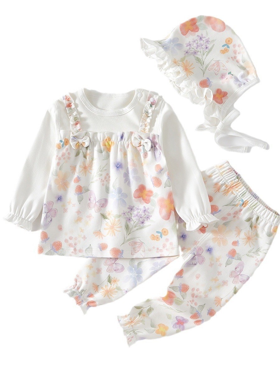 Bebé niña traje partido primavera y otoño Bebé Ropa de manga larga pantalones de dos piezas conjunto ropa de otoño pantalones largos ropa de abrigo