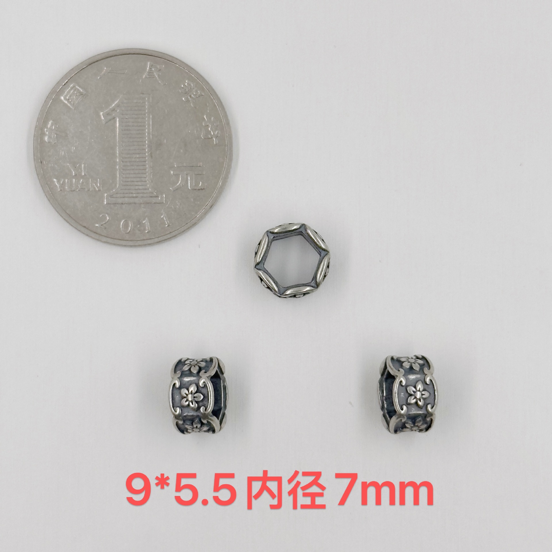 384-417 Shanxi vintage old silver spacer beads DIY accessories 9997 silver bracelet jewelry accessories