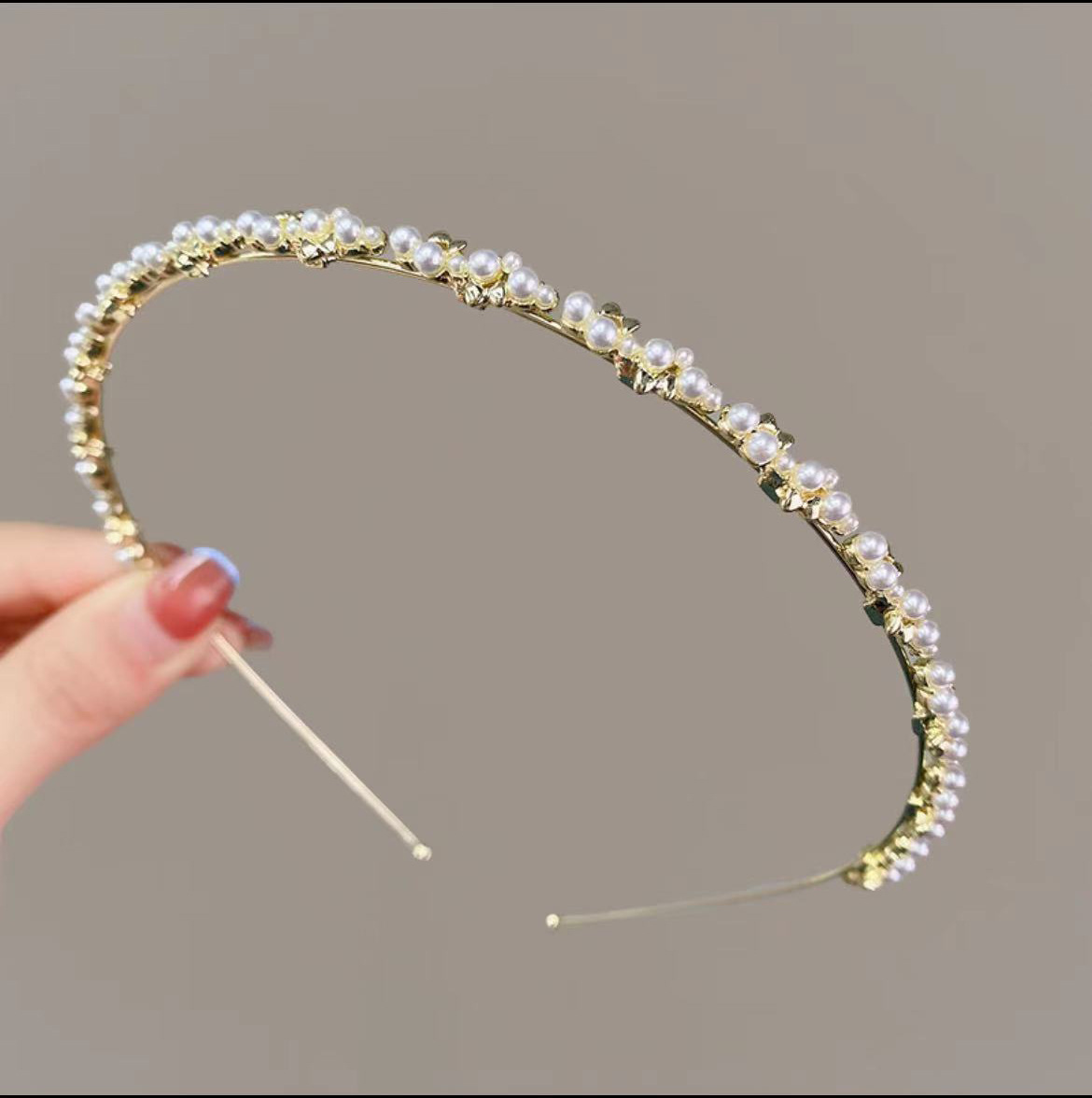 14g Weight Hair Band Hair Accessories Type Elegant Women'S Leaves Flower Alloy Inlay Pearl Zircon Hair Band